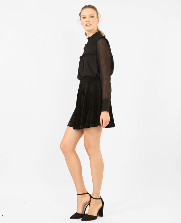 Mini jupe patineuse effet velours noir - Pimkie