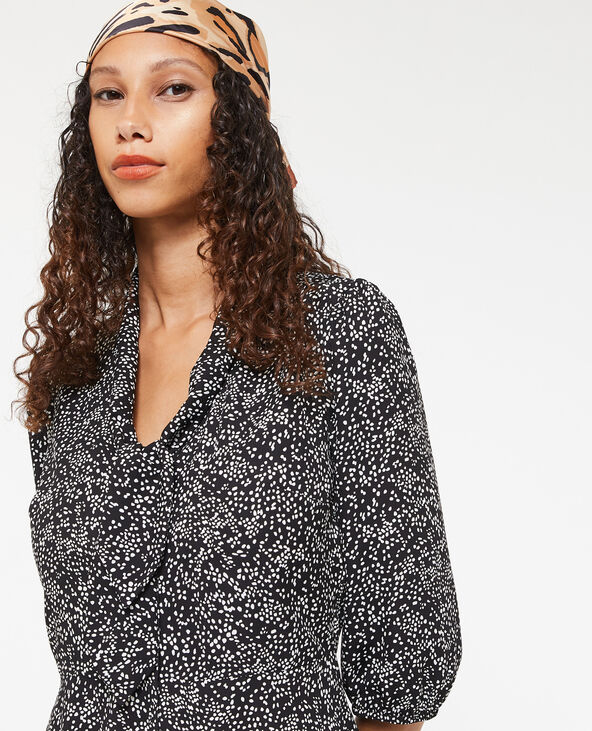 Robe évasée avec col à nouer motif taches noir - Pimkie