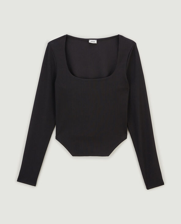 Top encolure carrée effet corset noir - Pimkie