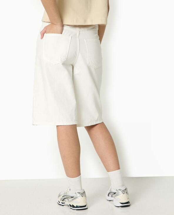 Bermuda large en jean taille standard blanc - Pimkie