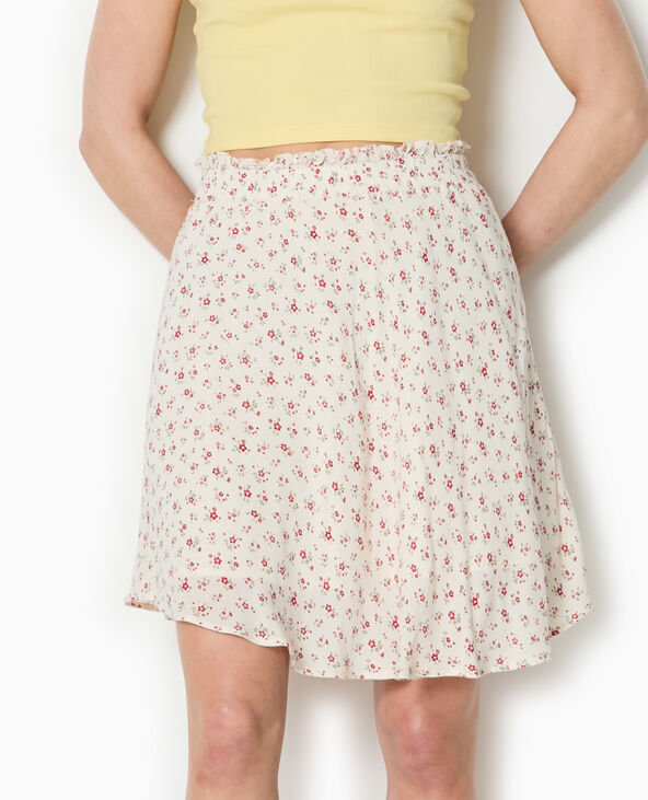 Jupe patineuse avec petites fleurs blanc - Pimkie