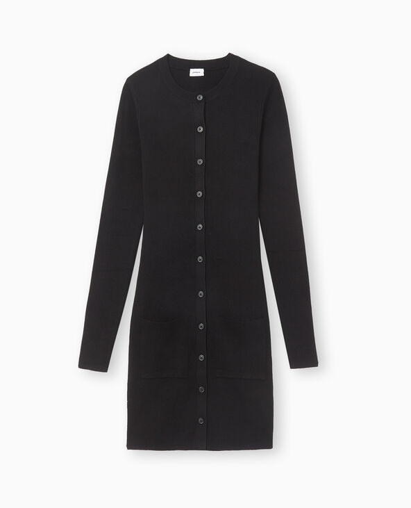 Robe boutonnée en maille noir - Pimkie