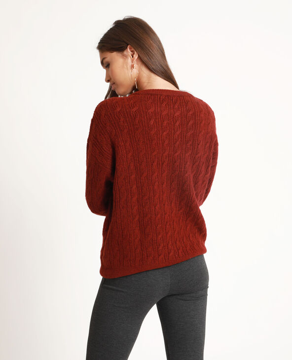 Pull fin à torsades marron - Pimkie