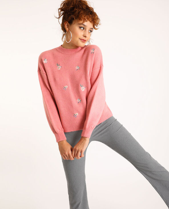 Pull brodé rose - Pimkie