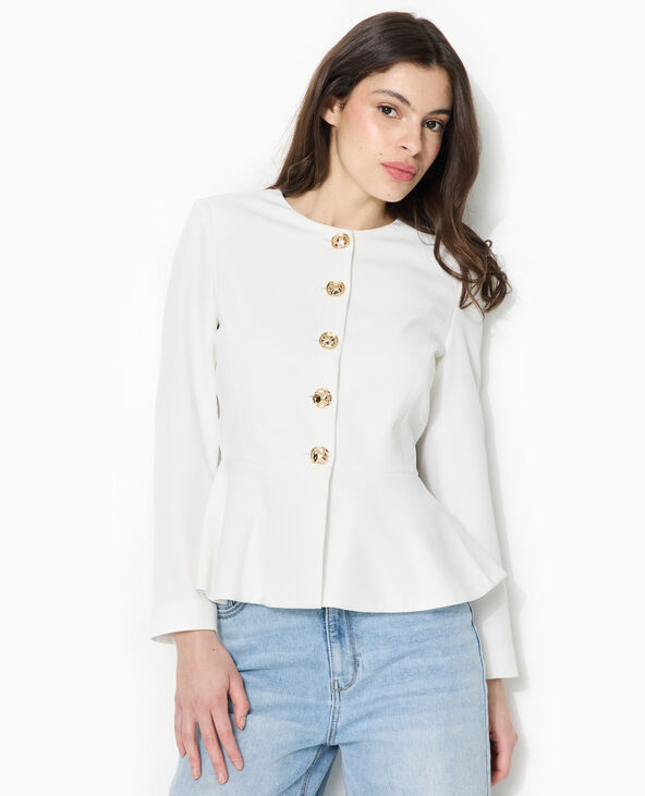 Veste peplum avec boutons fantaisie blanc - Pimkie