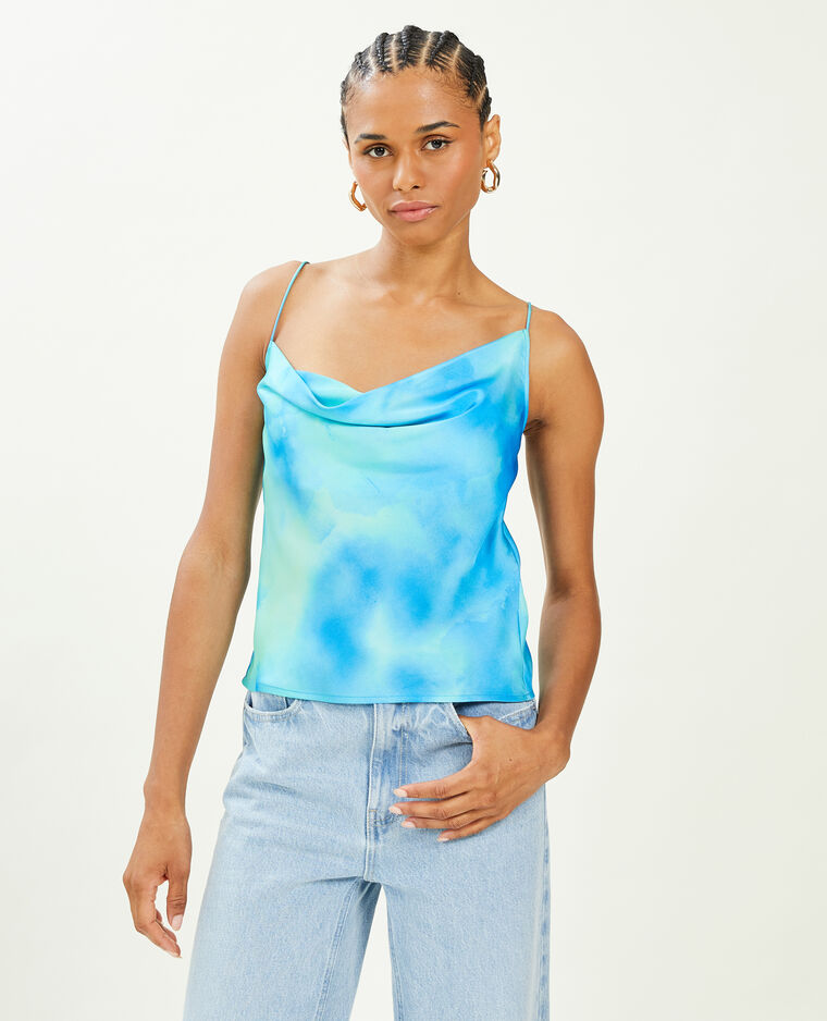 Top asymétrique col bénitier bleu - Pimkie