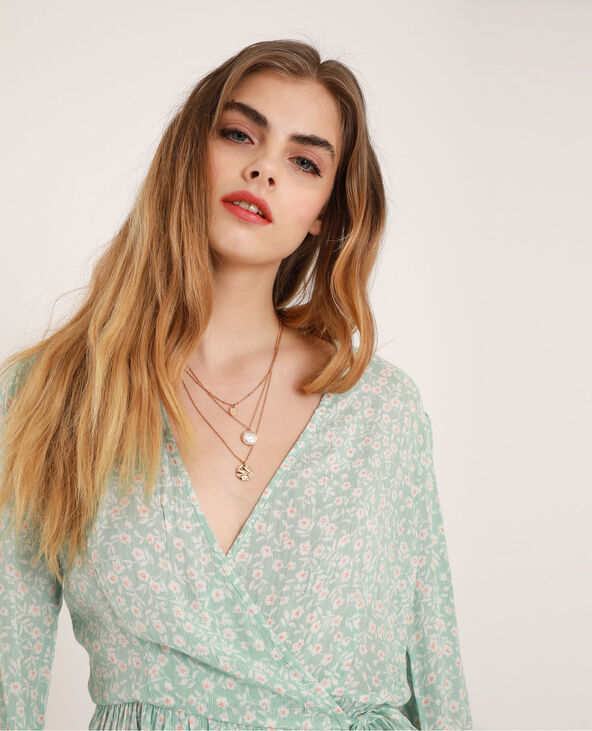 Blouse à fleurs bleu turquoise - Pimkie