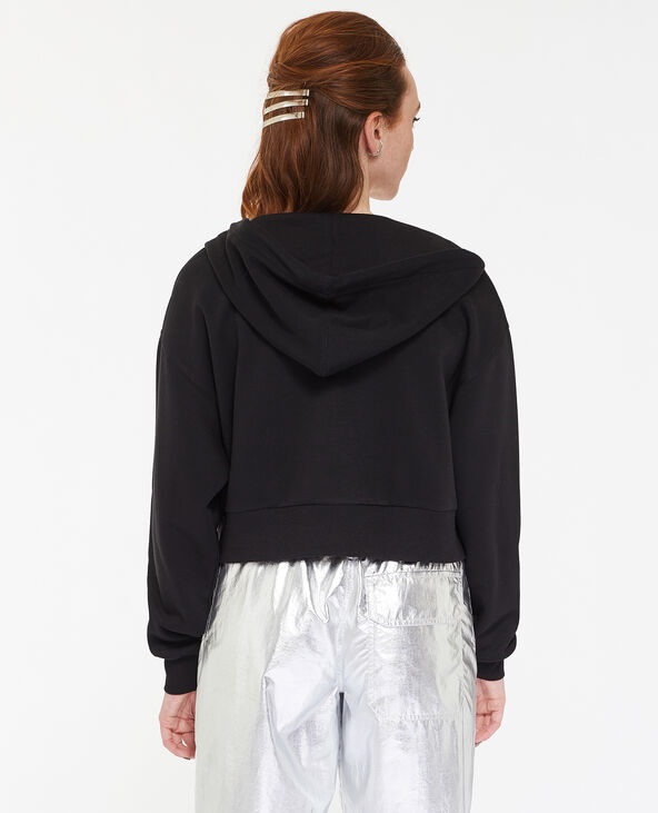 Gilet zippé court à capuche noir - Pimkie