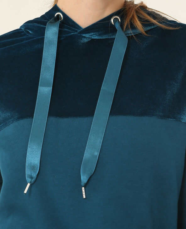 Sweat bimatière bleu foncé - Pimkie