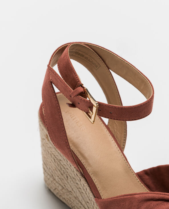 Sandales compensées en paille vieux rose - Pimkie