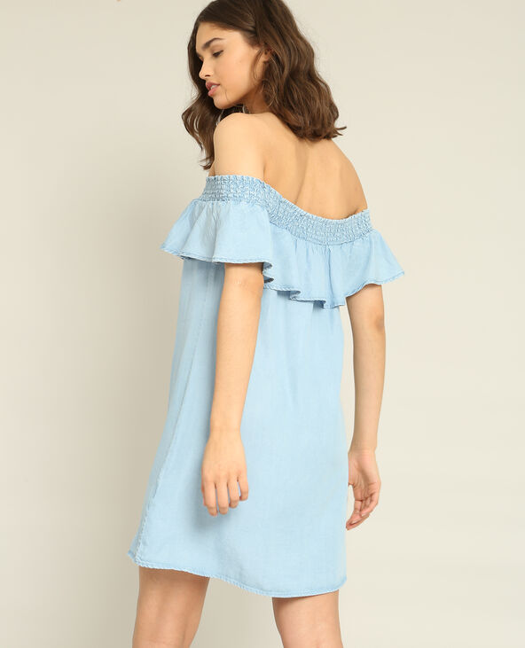 Robe à col bardot bleu clair - Pimkie