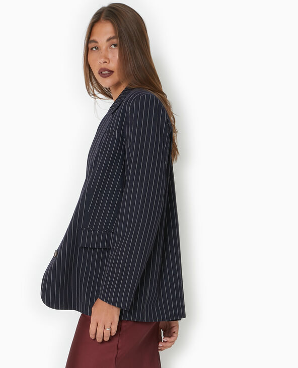 Veste blazer oversize avec rayures banquier bleu marine - Pimkie