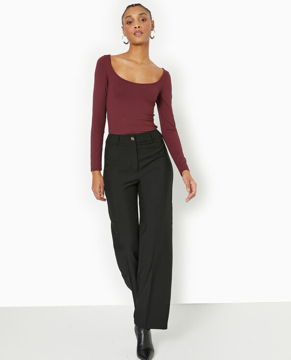 Top manches longues encolure danseuse bordeaux - Pimkie