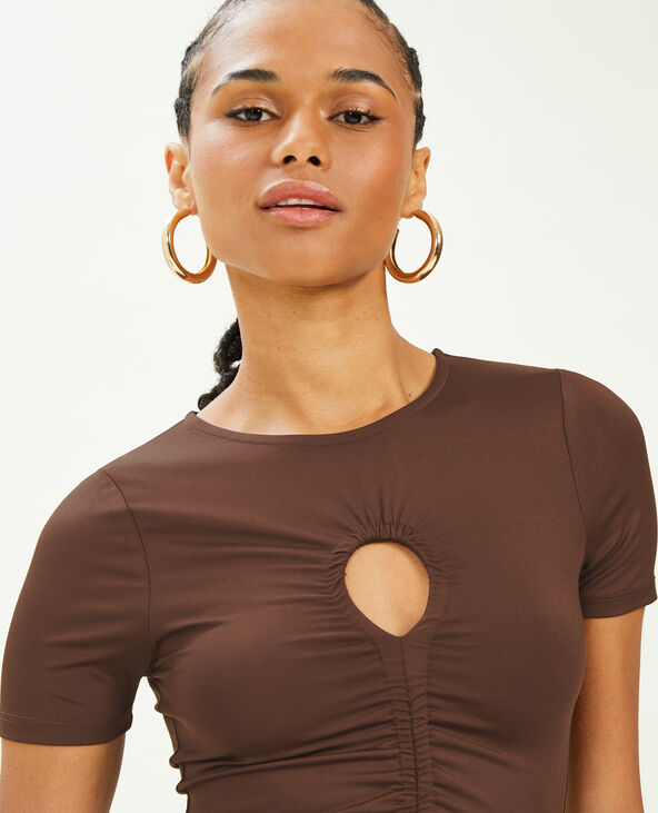 Top avec découpe et liens coulissés marron - Pimkie