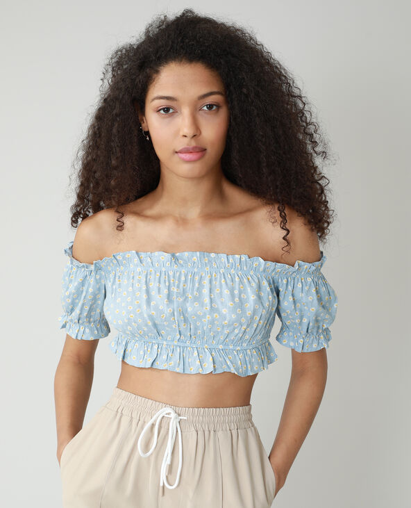 Crop top fleuri bleu - Pimkie