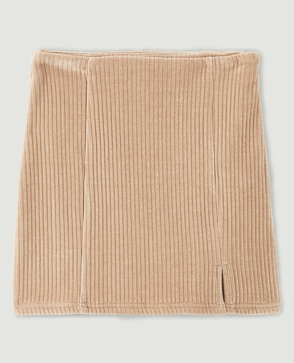 Jupe courte velours beige - Pimkie