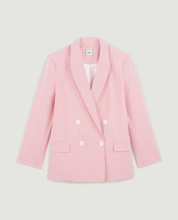 Blazer oversize rayé bordeaux - Pimkie