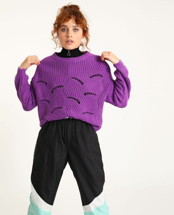 Pull maille ajourée violet - Pimkie