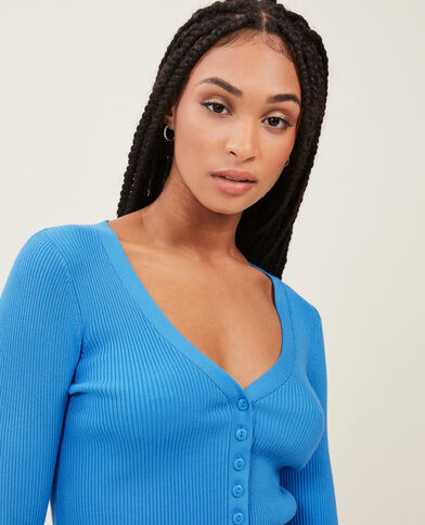 Gilet en maille côtelée bleu - Pimkie