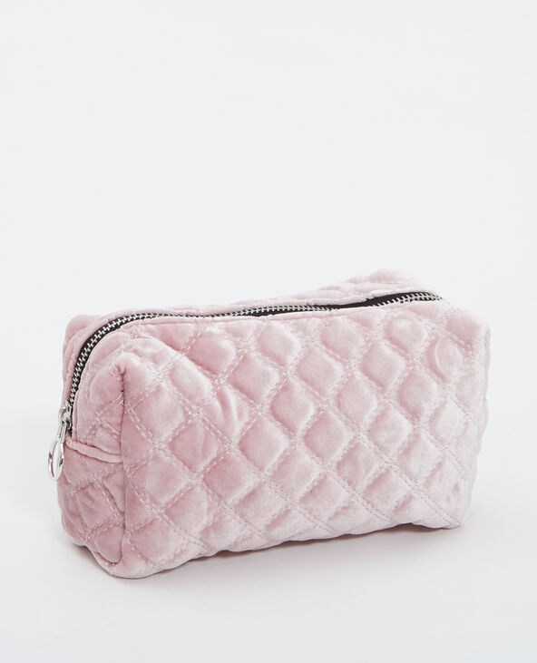 Trousse de maquillage effet velours rose clair - Pimkie