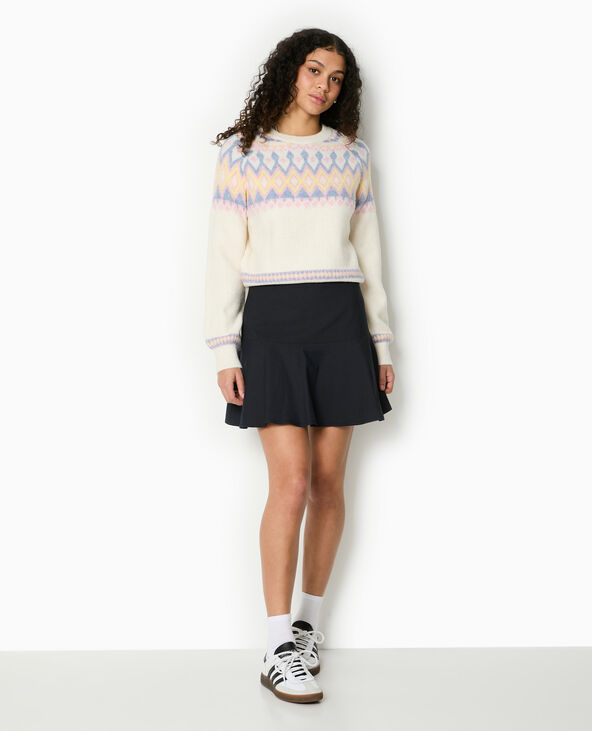 Pull col rond motif jacquard blanc - Pimkie