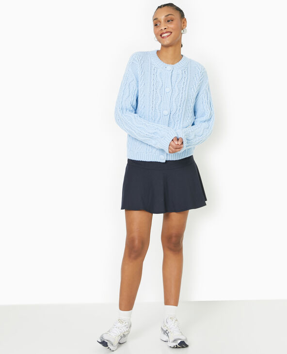Gilet en maille fantaisie bleu - Pimkie