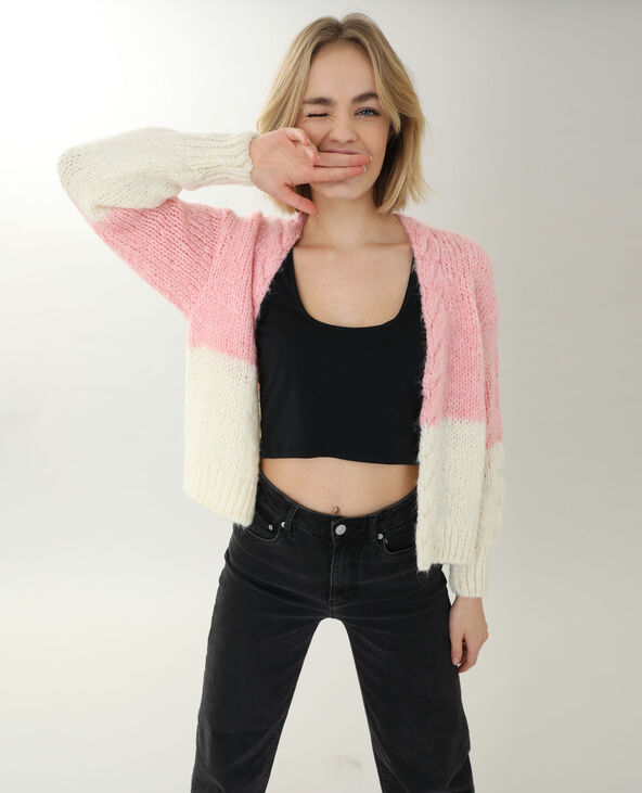 Gilet grosse maille rose - Pimkie