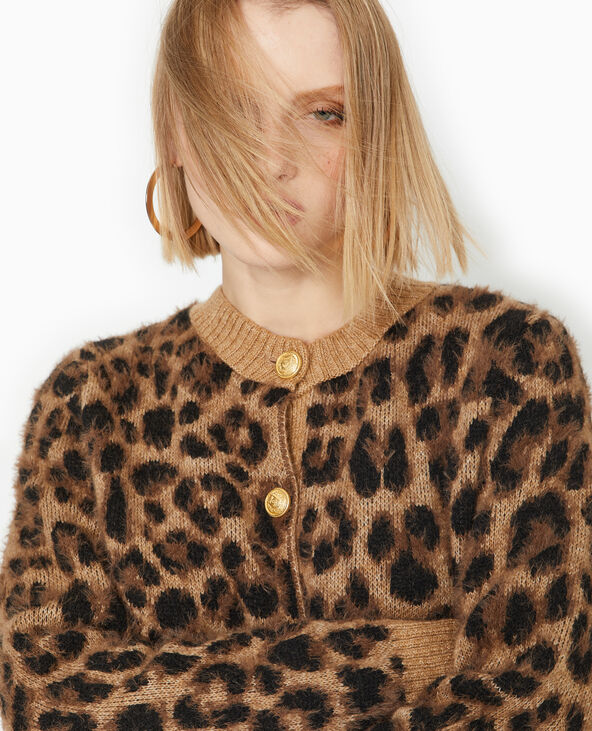 Gilet motif léopard avec boutons dorés camel - Pimkie
