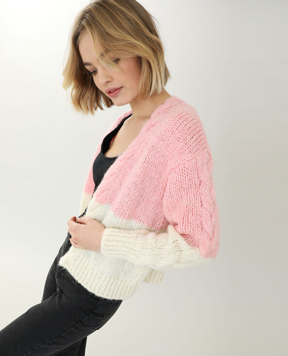 Gilet grosse maille rose - Pimkie