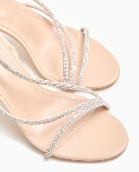 Sandales à talon avec brides strass écru - Pimkie