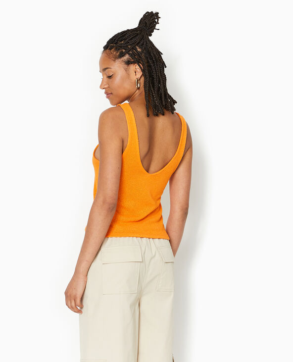 Débardeur col V en maille rustique orange - Pimkie