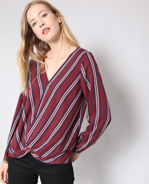 Blouse à rayures bordeaux - Pimkie