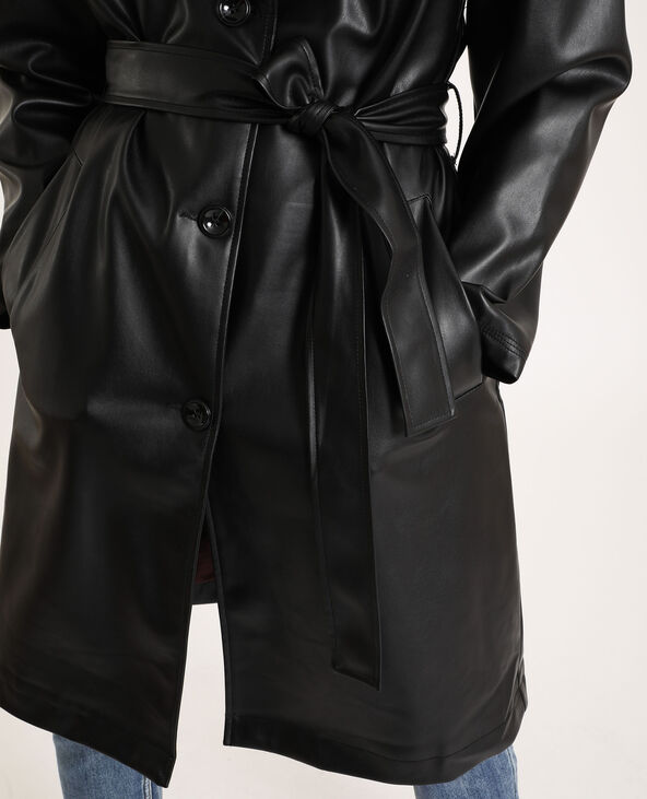 Trench en simili cuir noir - Pimkie