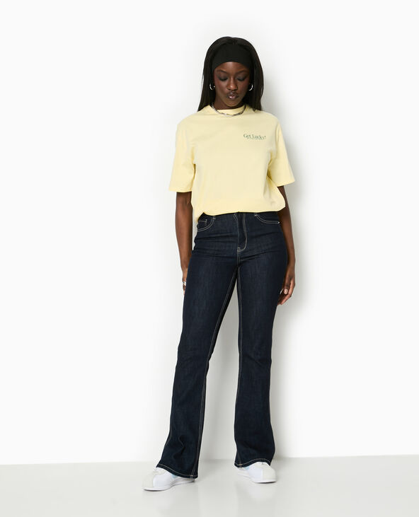 T-shirt oversize avec print devant et dos Jaune pâle - Pimkie