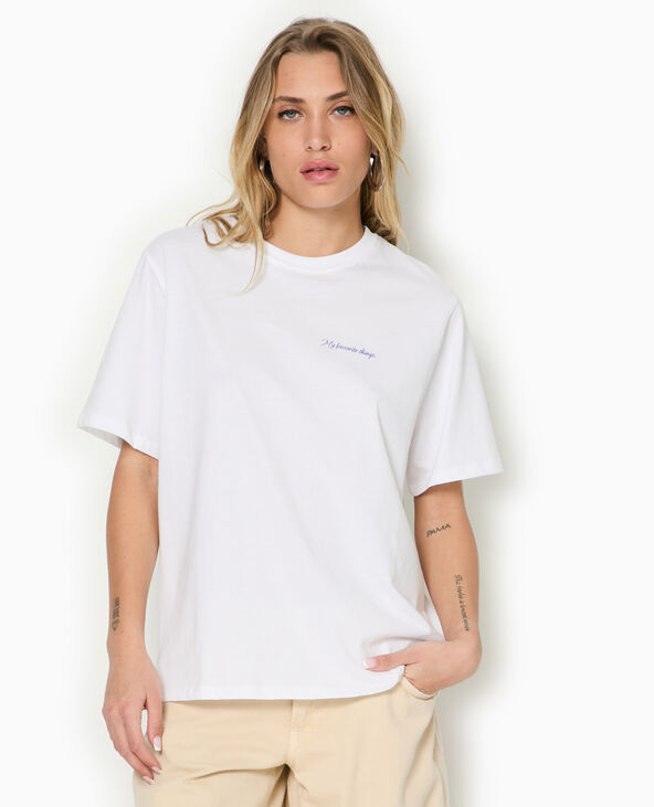 T-shirt ample avec print poitrine et dos blanc - Pimkie
