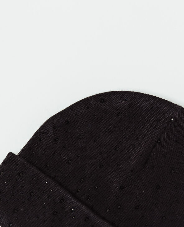 Bonnet à strass noir - Pimkie