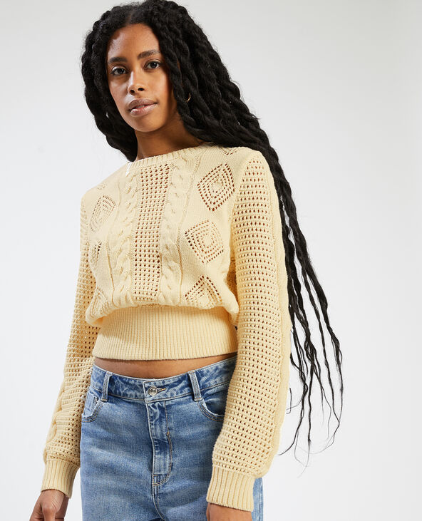 Pull maille fantaisie ajourée écru - Pimkie