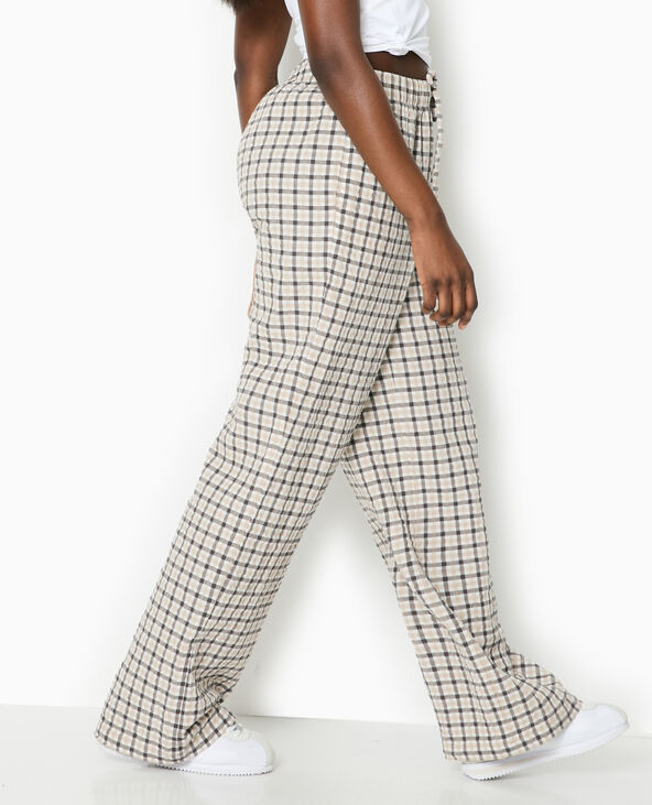 Pantalon droit à carreaux blanc - Pimkie