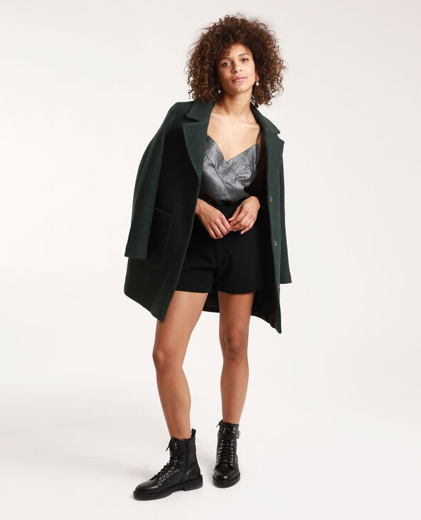 Manteau drap de laine vert foncé - Pimkie