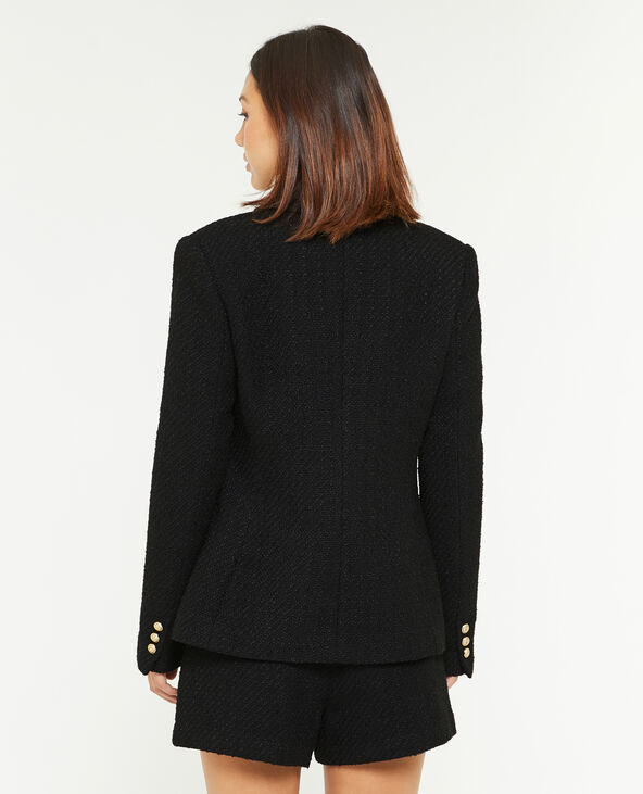 Veste cintrée en tweed noir - Pimkie