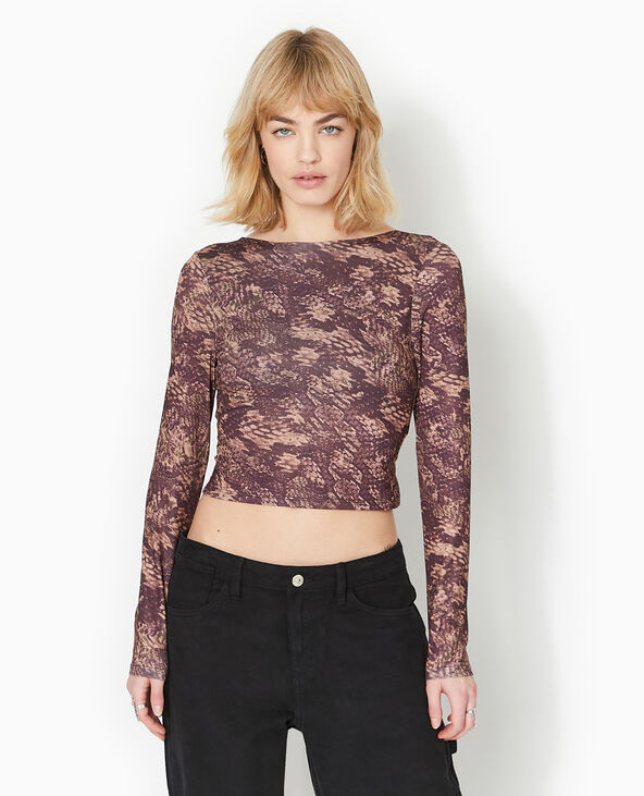 Top court manches longues avec dos ouvert orange - Pimkie
