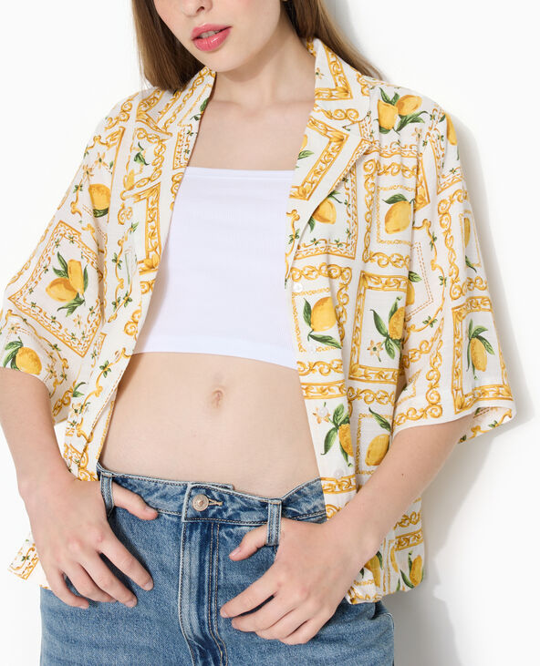 Chemise manches courtes motif citrons jaune - Pimkie