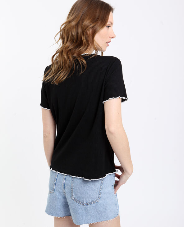 T-shirt cotelé noir - Pimkie