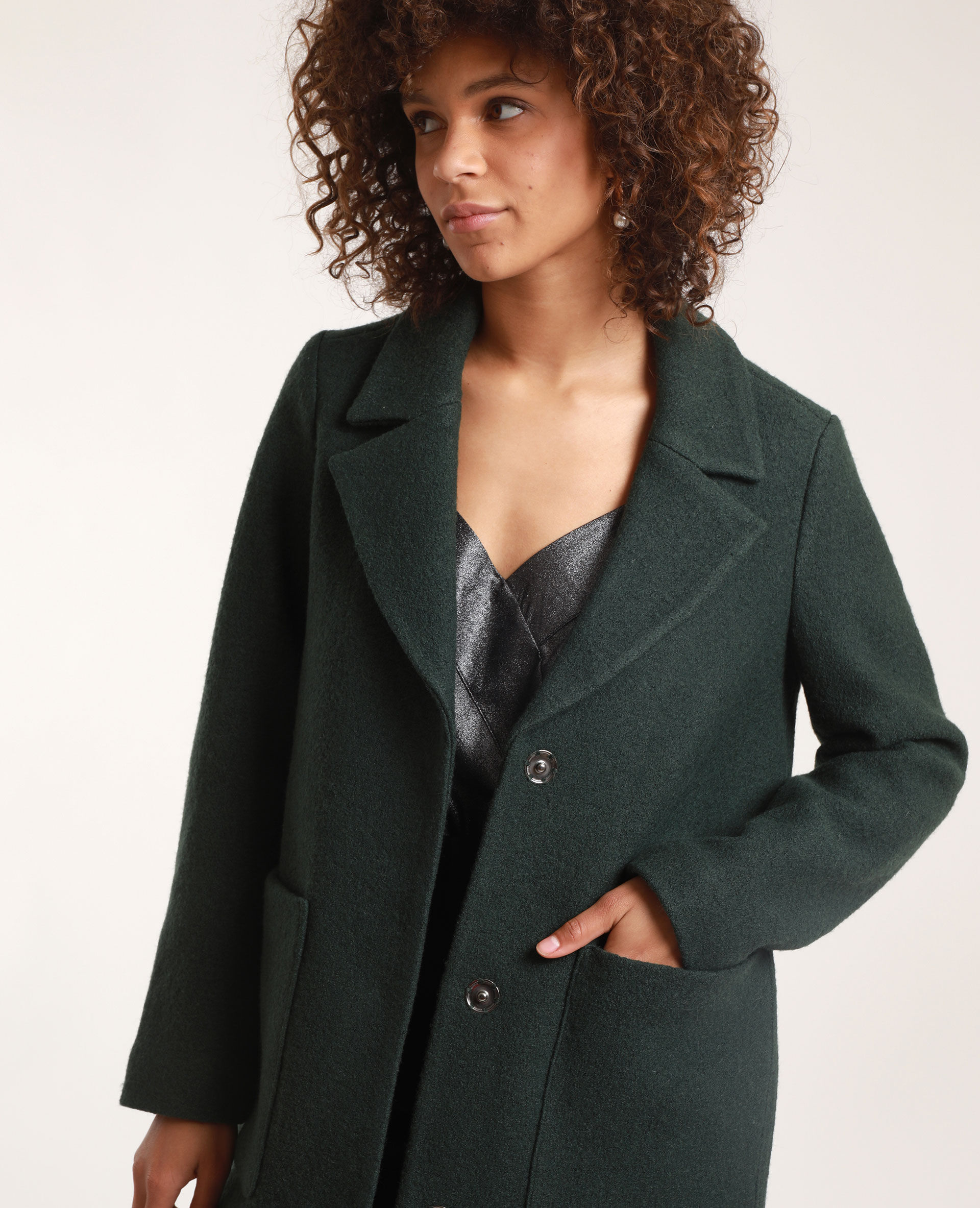 Manteau drap de laine vert - 280239537A05 | Pimkie