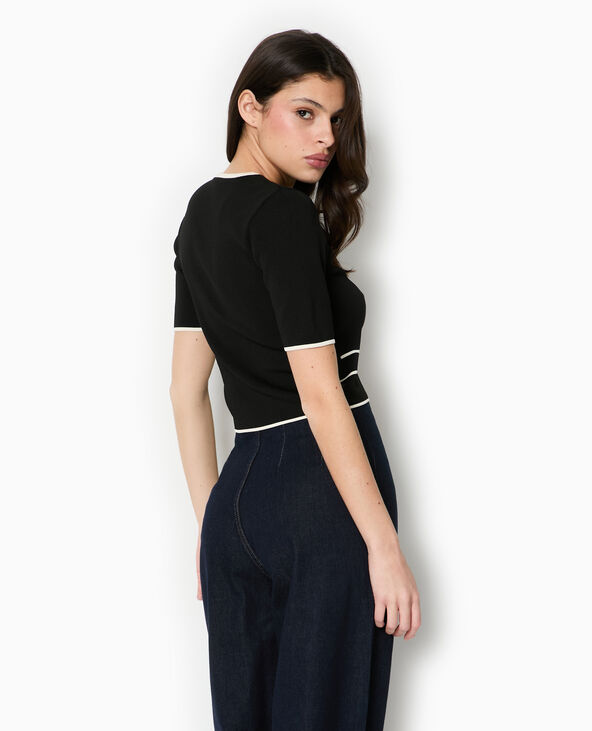 Gilet manches courtes détails contrastés noir - Pimkie