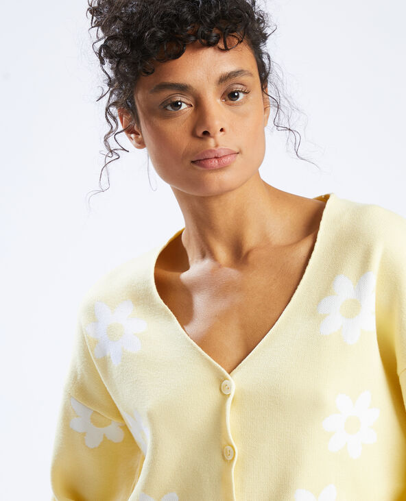 Gilet à fleurs jaune - Pimkie