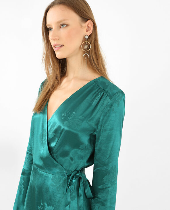Robe portefeuille satinée vert foncé - Pimkie