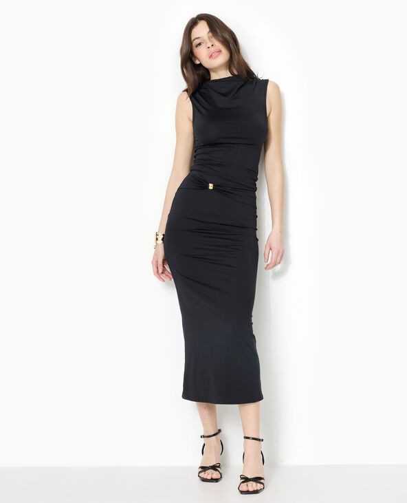 Jupe longue en maille extensible avec boucle noir - Pimkie