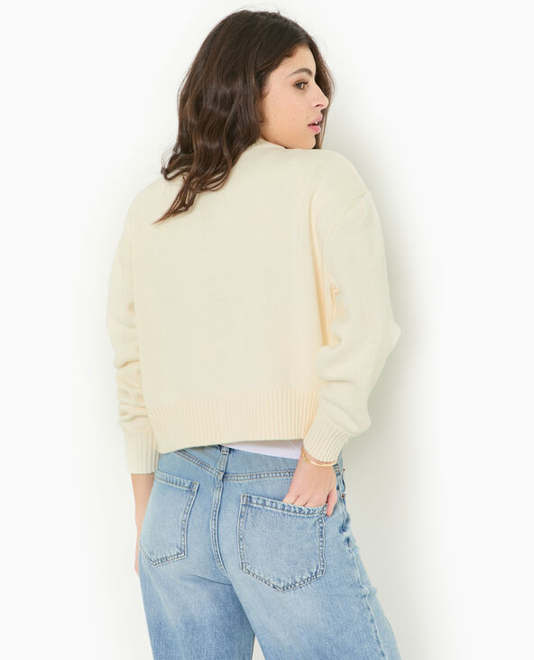 Gilet col rond avec gros boutons blanc - Pimkie
