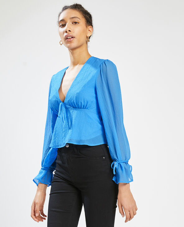 Blouse encolure V bleu électrique - Pimkie